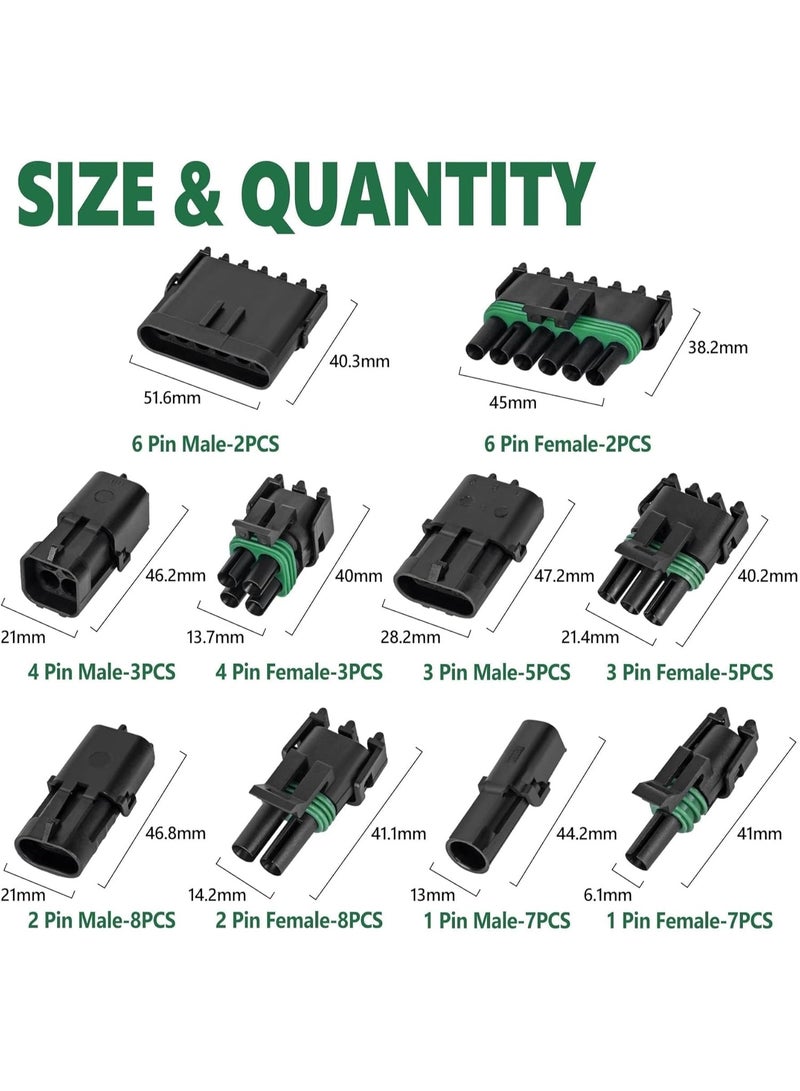 مجموعة من 360 قطعة من موصلات الأسلاك، 20 مجموعة من موصلات الأسلاك الكهربائية للسيارات، 1/2/3/4/6 دبابيس، ذكر وأنثى، مقاومة للماء، مناسبة للسيارات والدراجات النارية والسكوتر والشاحنات والقوارب. - Image 5